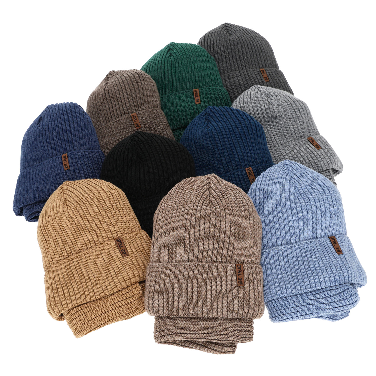 Czapka i komin podszyty bawełną dla chłopca zimowy komplet, beżowy, z wełną merino, Colton