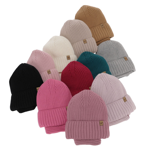 Czapka i komin dla dziewczynki zimowy komplet, czarny, wełniany merino Mesalia