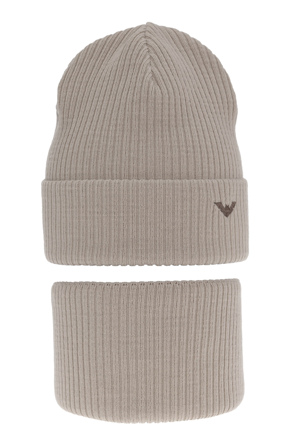 Czapka i komin dla chłopca zimowy komplet, beżowy Romeo