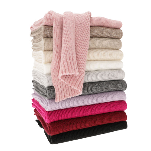 Szalik zimowy damski, fioletowy, z wełną Loretta