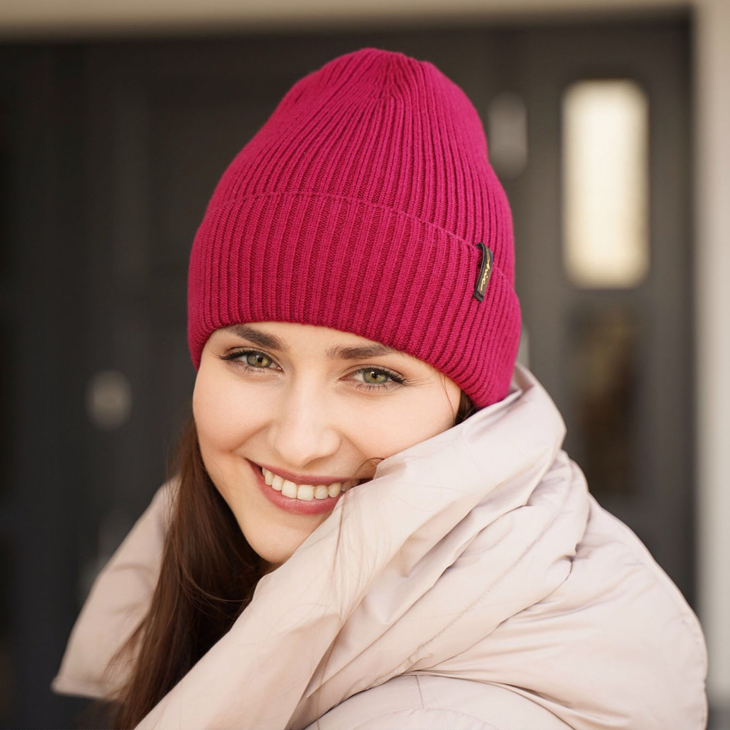 Czapka zimowa, jesienna, wiosenna damska, wrzosowa, 100% wełniana merino, Megan