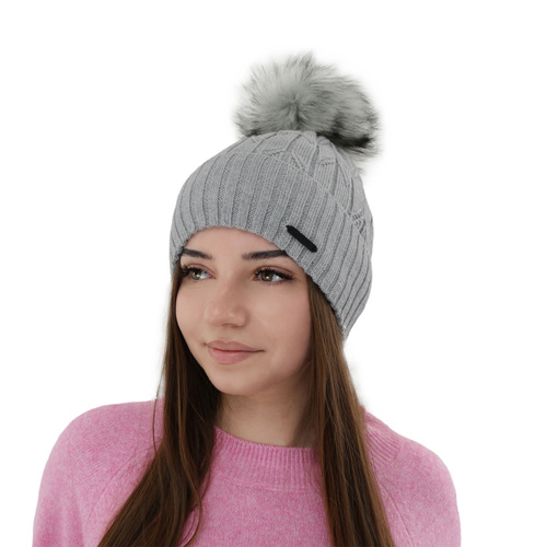 Czapka zimowa damska, fioletowa, z wełną merino Talaria