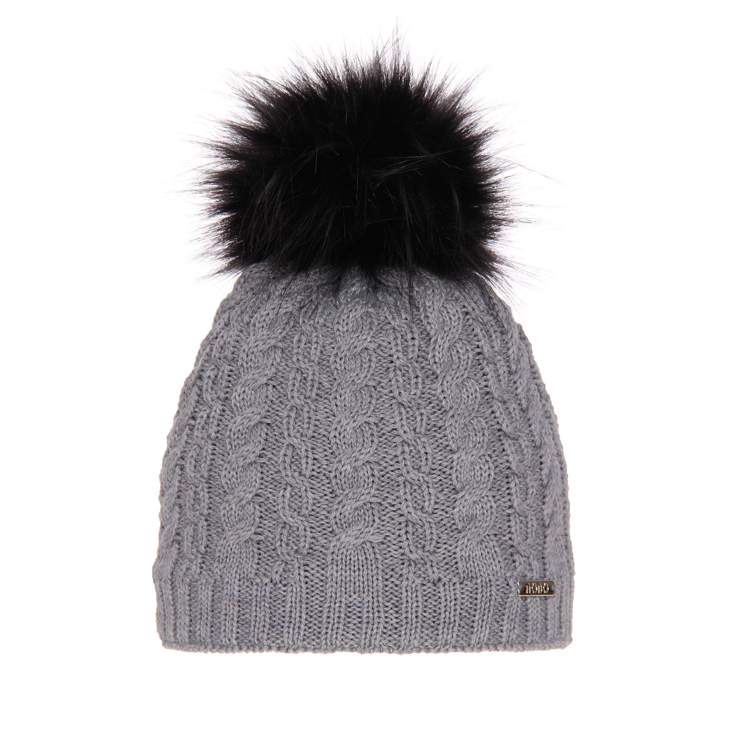 Czapka zimowa damska, szara, z pomponem, 100% wełniana merino Satina