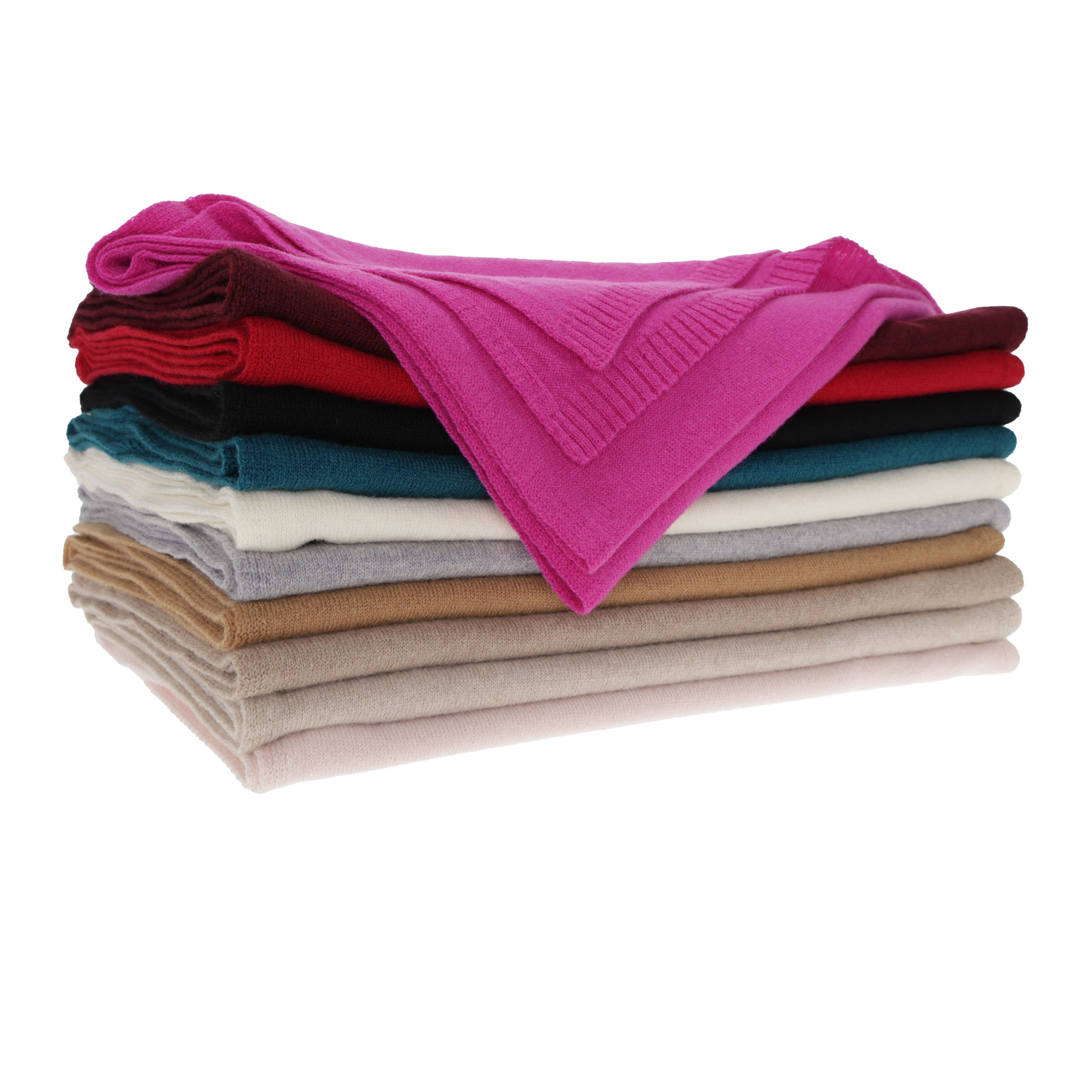 Szalik zimowy damski, szmaragdowy, wełna merino z kaszmirem, Irenia