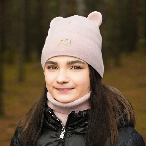Czapka i komin dla dziewczynki zimowy komplet, szary, Xantia