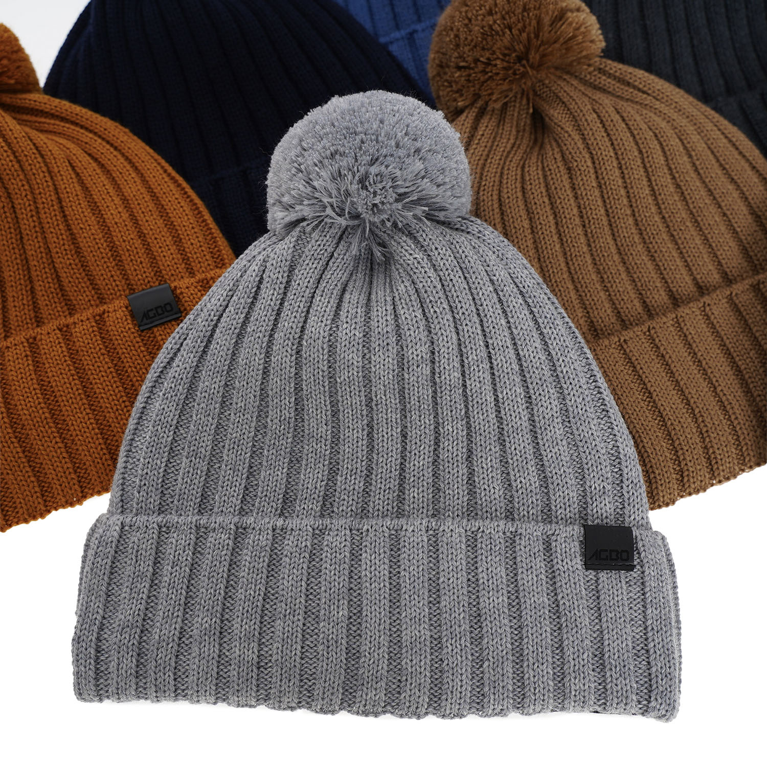 Czapka zimowa męska, camel, z wełną merino Korynt