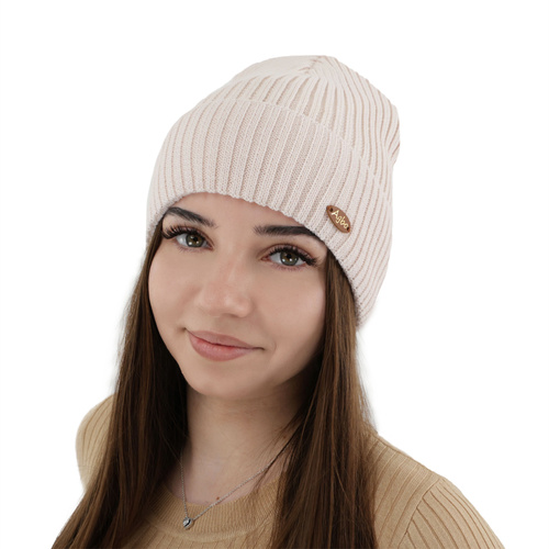 Czapka zimowa damska, szara, z wełną merino Shila