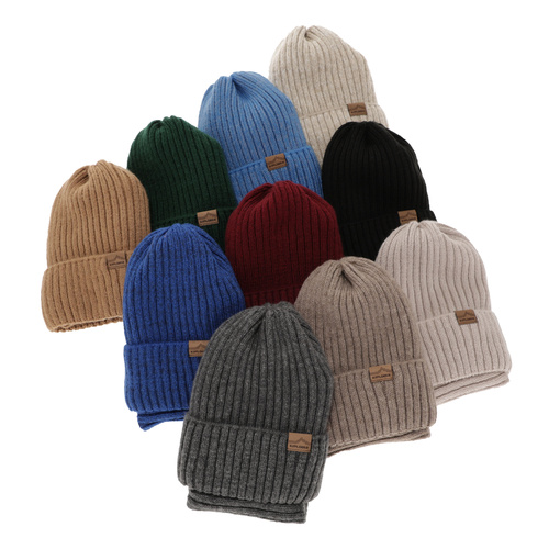 Czapka i komin dla chłopca zimowy komplet, jasnobeżowy, z wełną merino Karmin