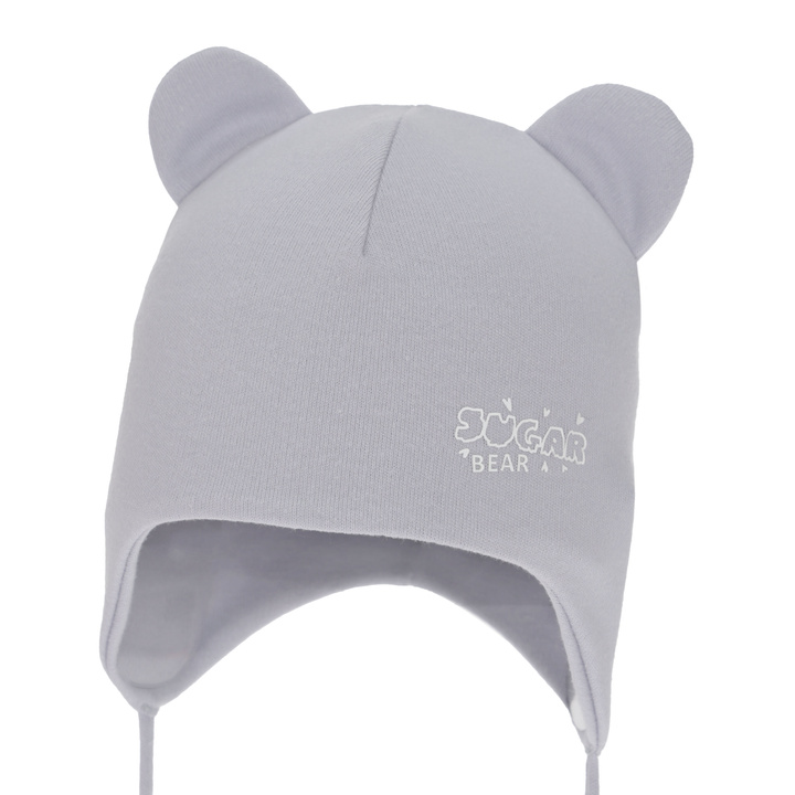 Czapka dla dziewczynki jesienna, wiosenna, szara, bawełniana, wiązana Kelda