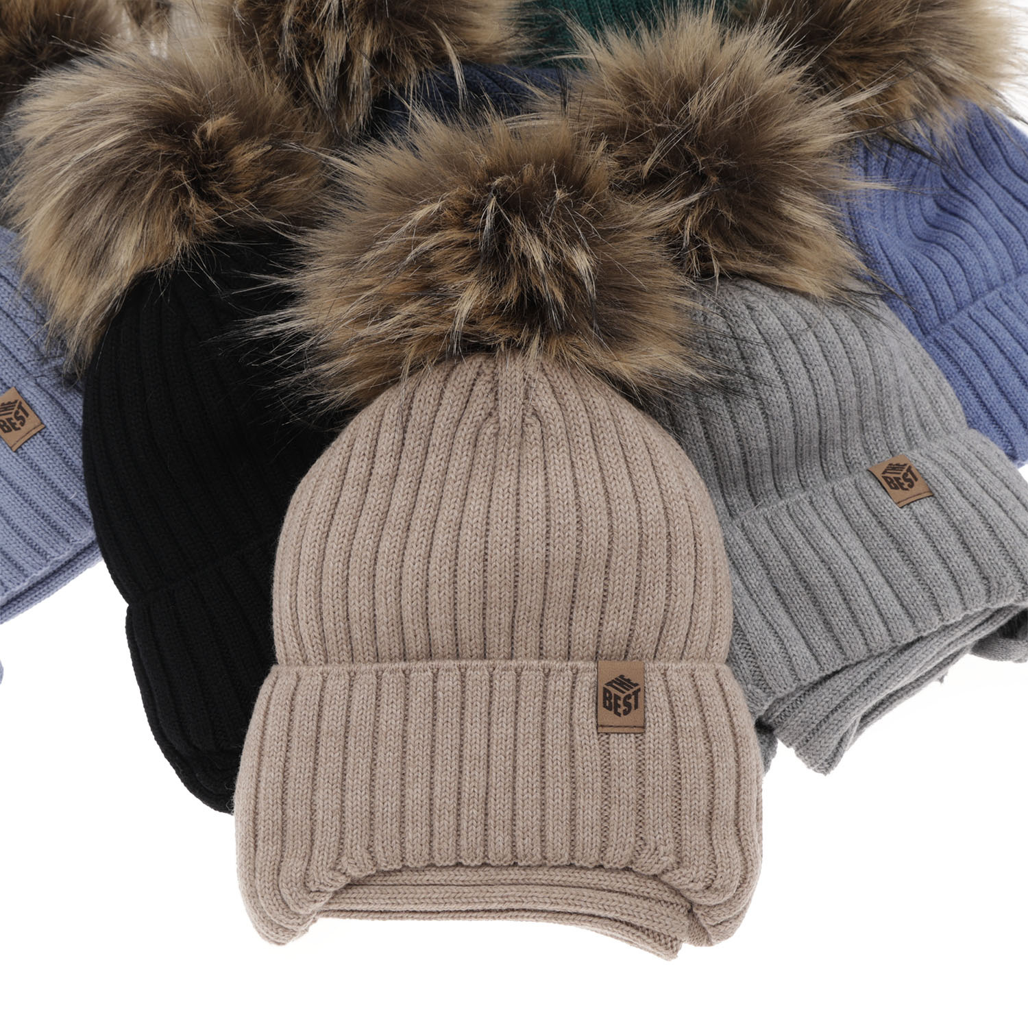 Czapka i komin dla chłopca zimowy komplet, niebieski, 100% wełniany merino, wiązany Juno