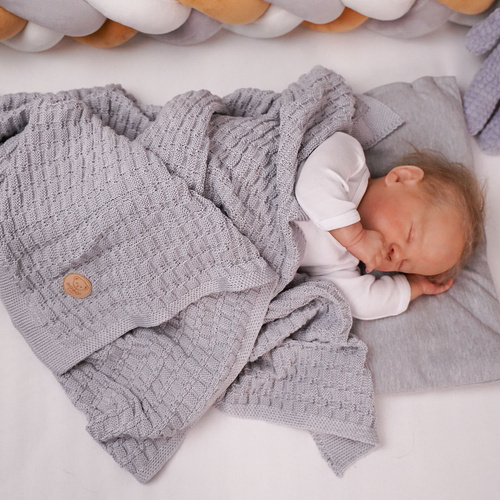 Kocyk bambusowy dla dziecka, niemowlaka, szary, delikatny Misio