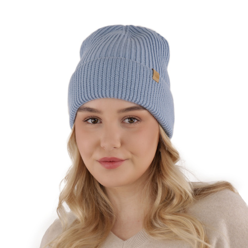 Czapka zimowa damska, czarna, 100% wełniana merino Isla