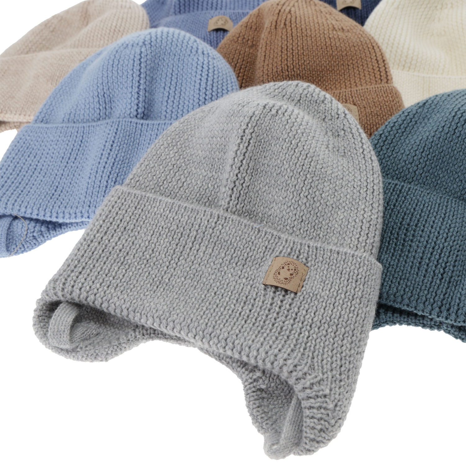 Czapka jesienna, wiosenna dla chłopca, 100% wełniana merino, wiązana, niebieska Bakadi