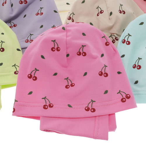 Czapka i komin dla dziewczynki jesienny, wiosenny komplet, fioletowy, bawełniany Cerise