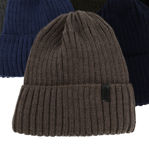 Czapka zimowa męska, granatowa, z wełną merino, Tyrol