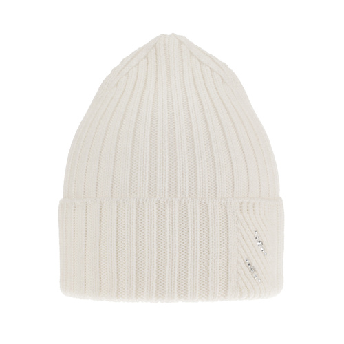 Czapka zimowa damska, biała, 100% wełniana merino Ariga