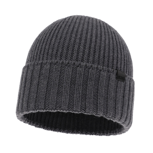 Czapka zimowa męska, szara, 100% wełniana merino, bezszwowa Bruner
