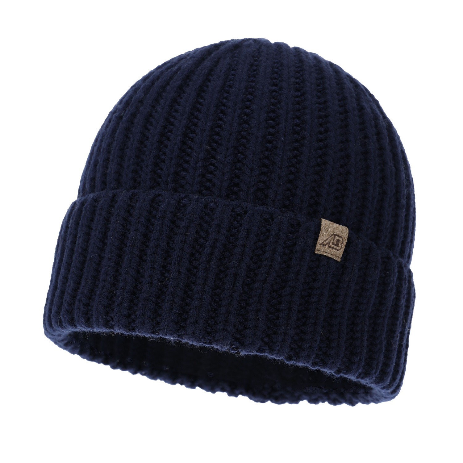 Czapka zimowa męska, granatowa, 100% wełniana merino Berno