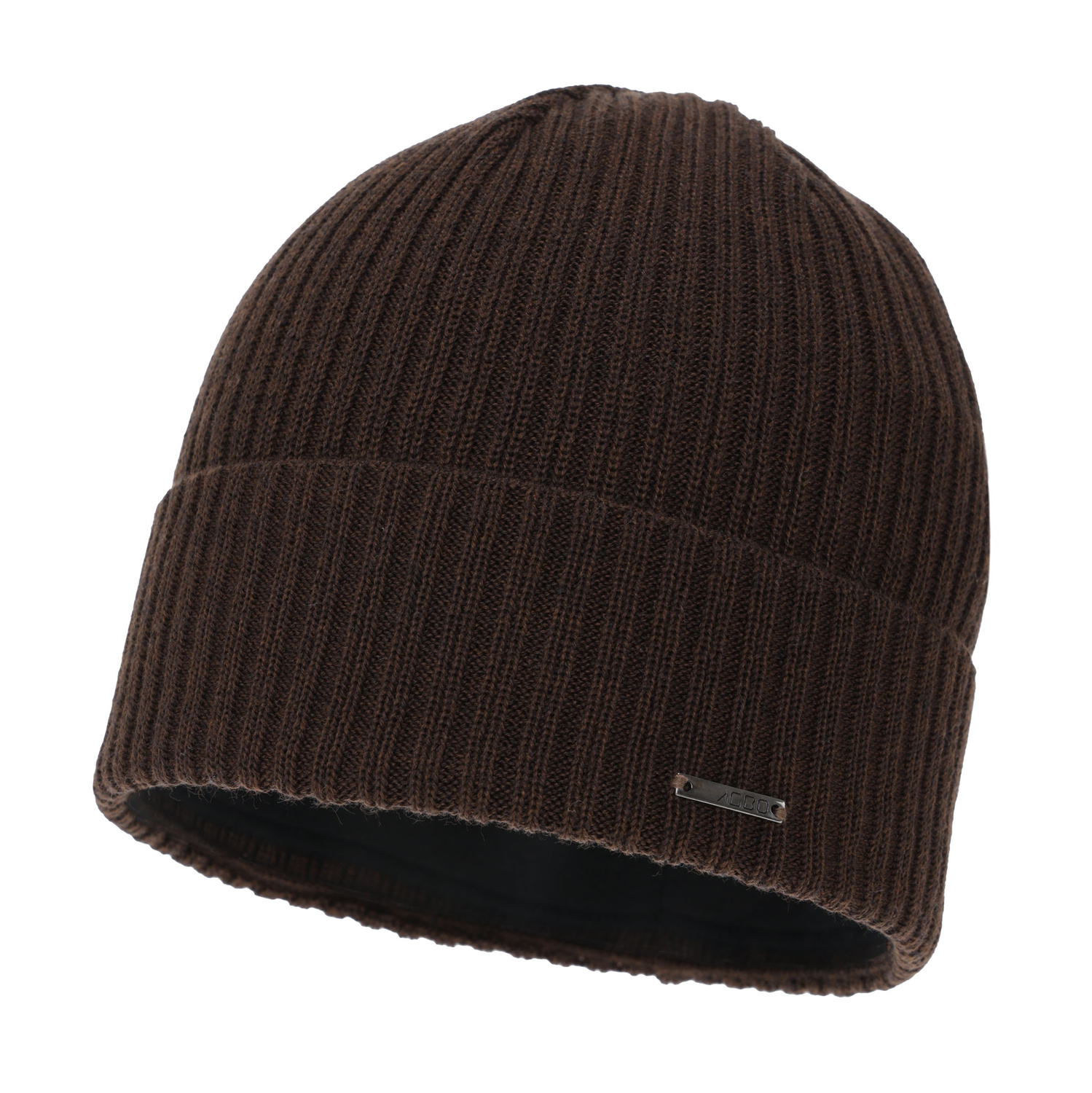 Czapka zimowa męska, brązowa, z wełną merino Baltor
