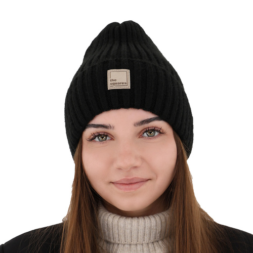 Czapka zimowa damska, ciemnoszara, z wełną merino Benedetta