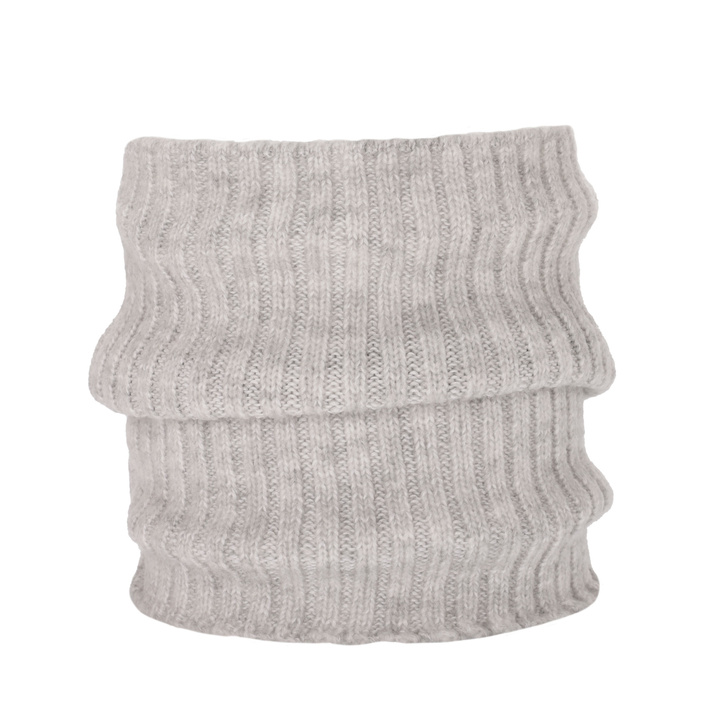 Komin zimowy damski, jasnoszary, z wełną merino, Besta