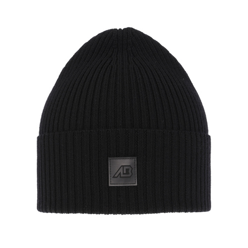 Czapka męska zimowa, czarna, 100% wełniana merino, Matias