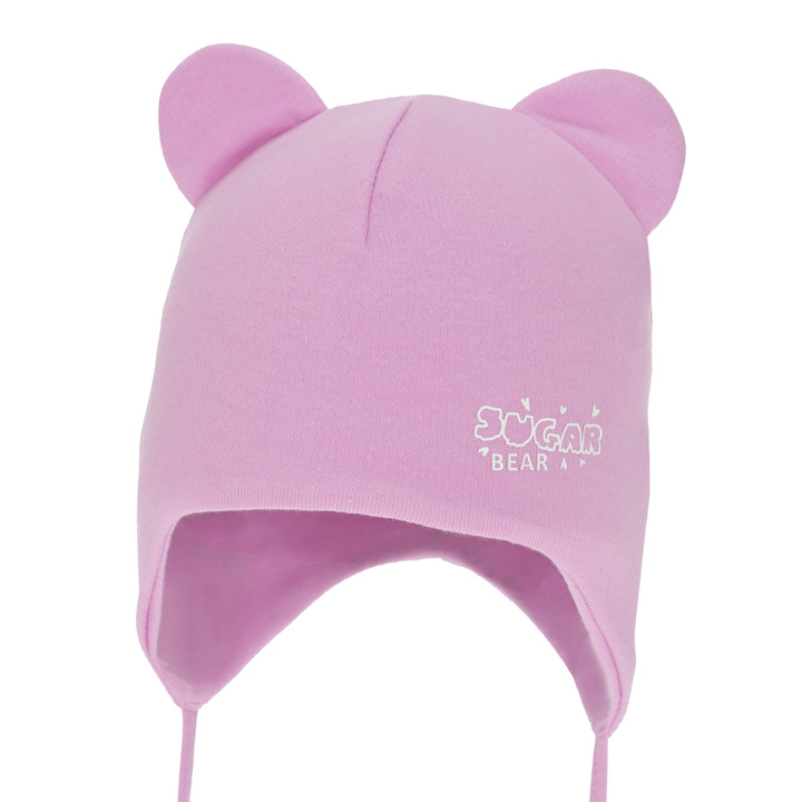 Czapka dla dziewczynki jesienna, wiosenna, fioletowa, bawełniana, wiązana Kelda