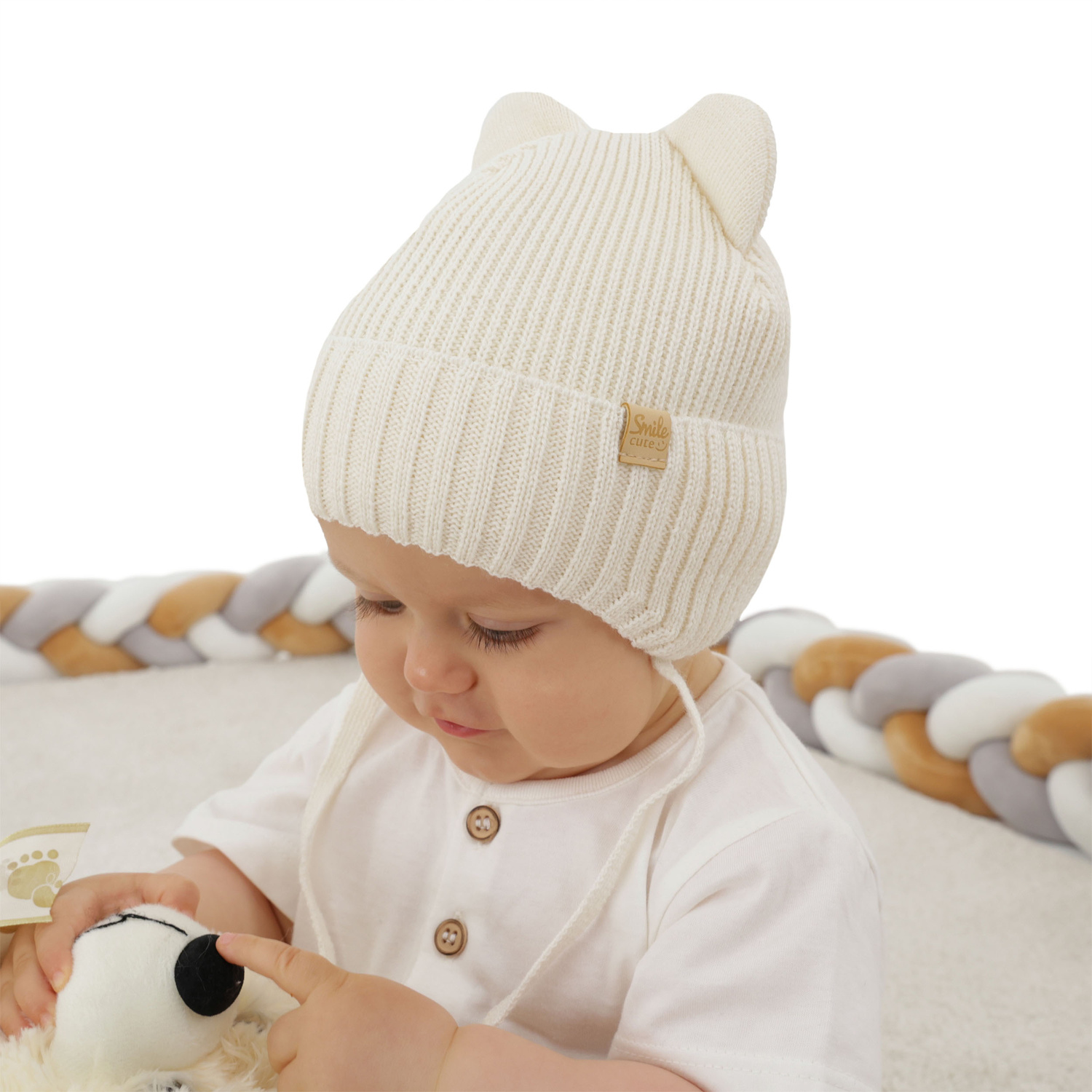 Czapka zimowa dla chłopca wiązana, granatowa, z wełną merino, Shedon