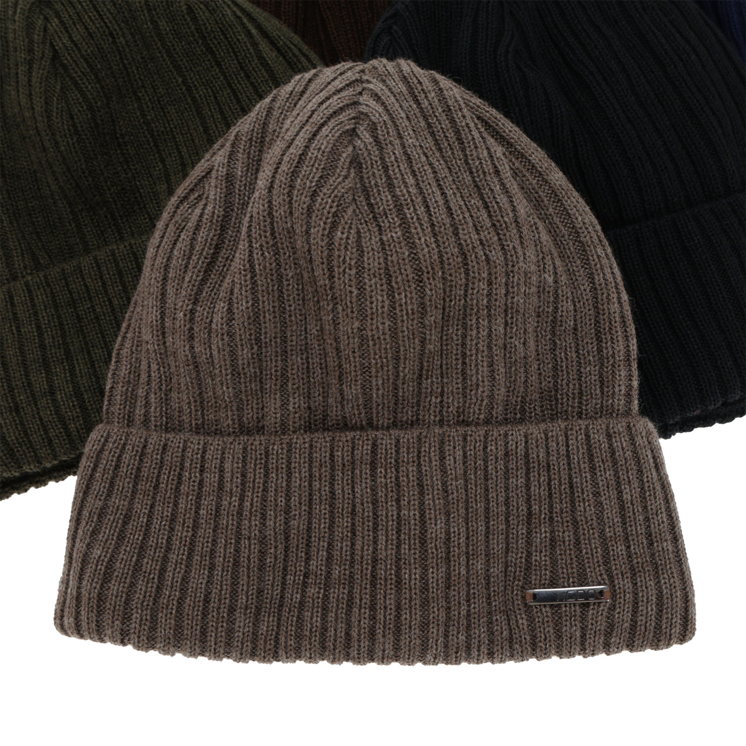 Czapka zimowa męska, khaki, z wełną merino Baltor