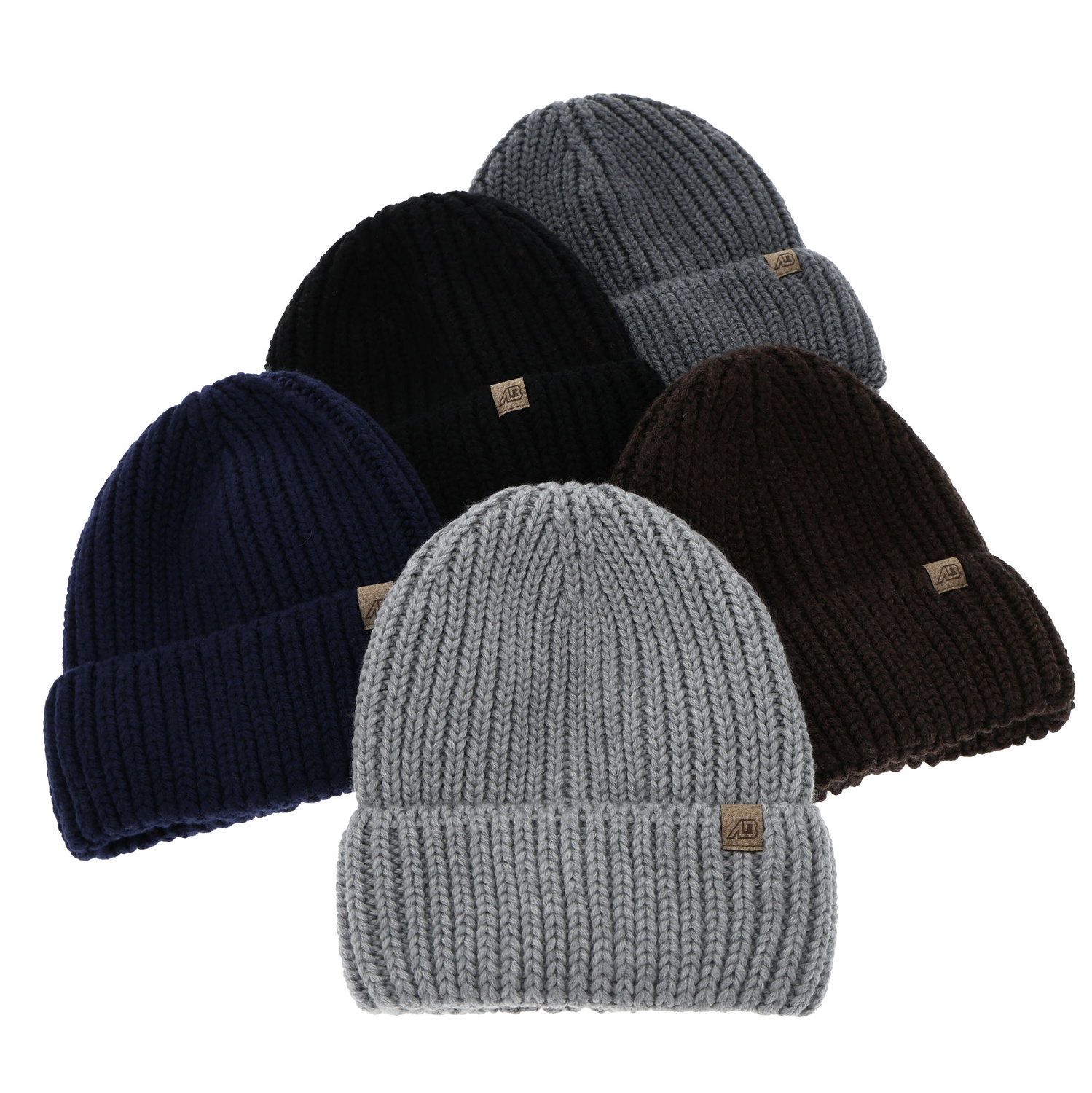 Czapka zimowa męska, granatowa, 100% wełniana merino Berno