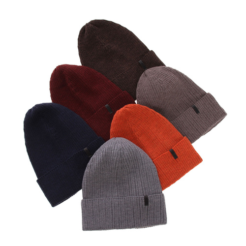 Czapka zimowa męska, granatowa, 100% wełniana merino Thorin