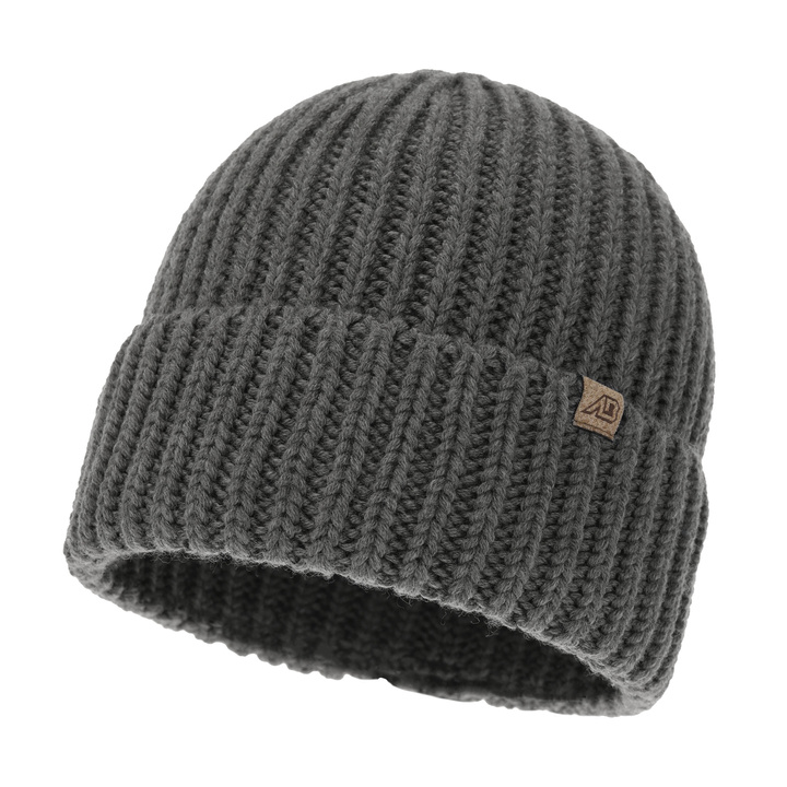 Czapka zimowa męska, szara, 100% wełniana merino Berno