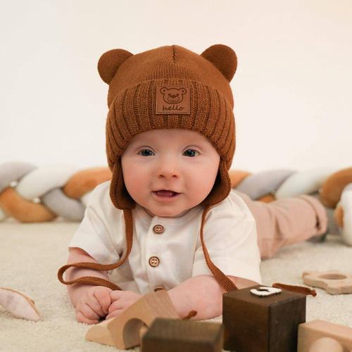 Czapka i szalik dla chłopca zimowy komplet, niebieski, wiązany Petit