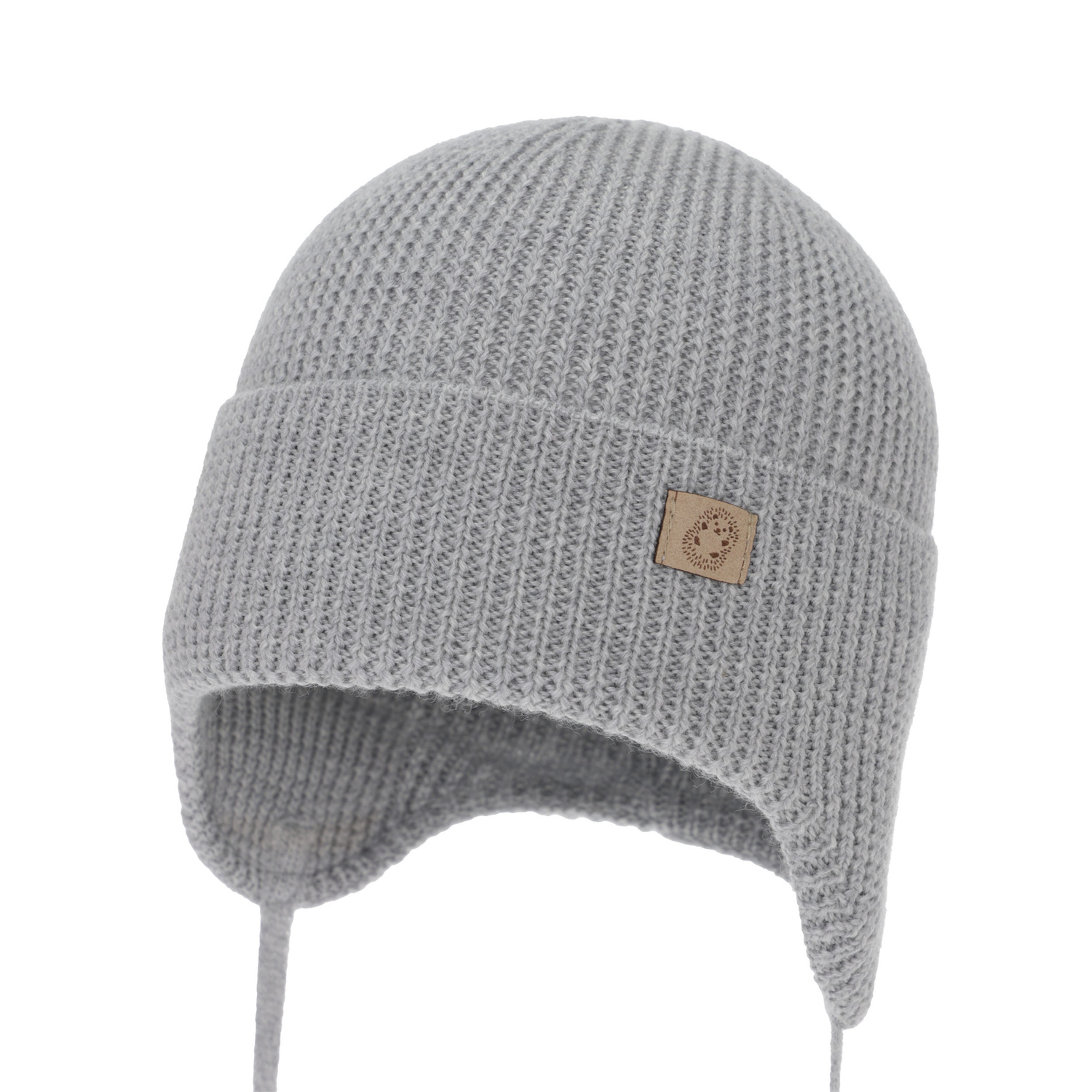 Czapka jesienna, wiosenna dla chłopca, 100% wełniana merino, wiązana, szara Bakadi