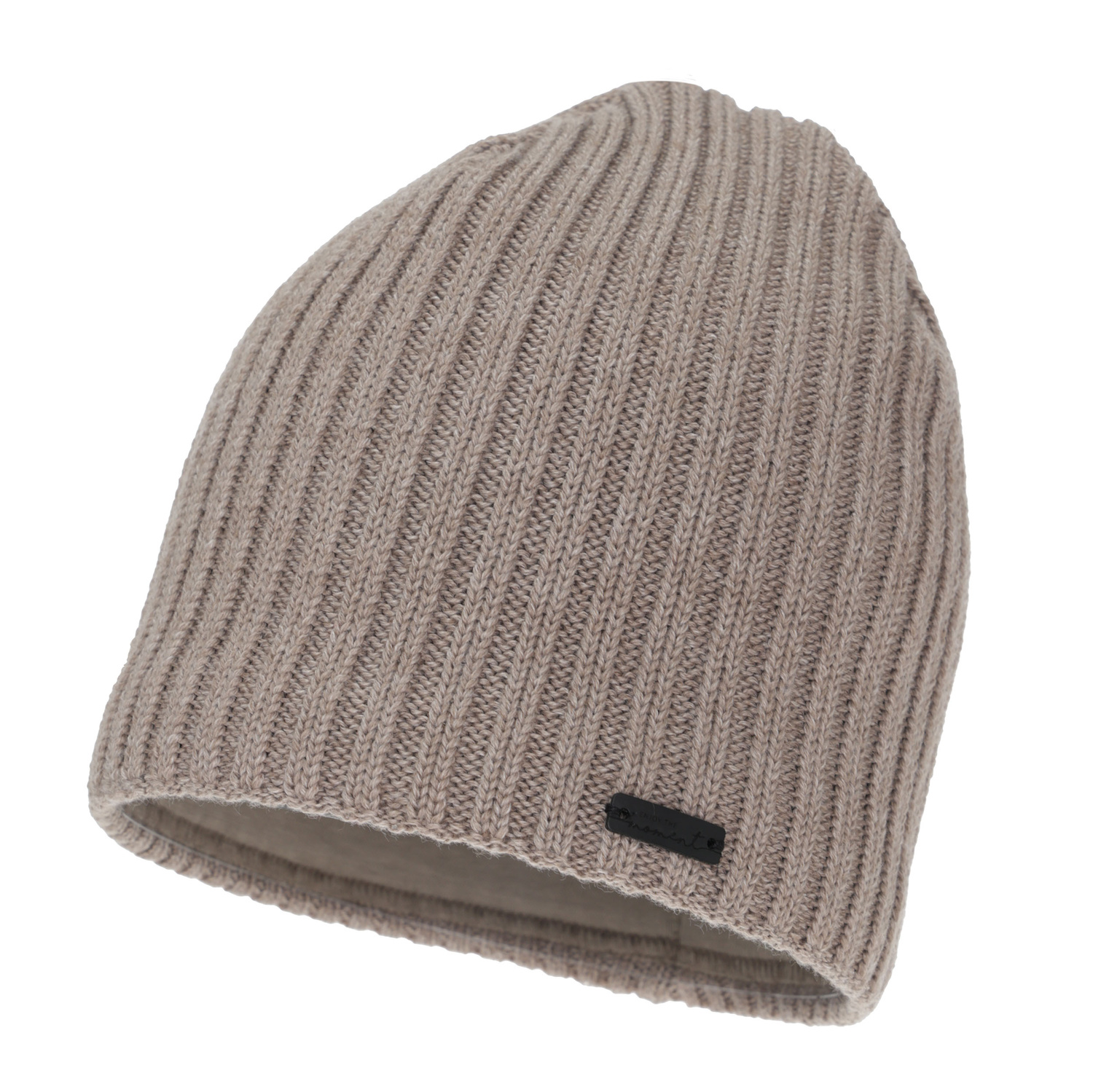 Czapka zimowa damska, ciemnobeżowa, z wełną merino Soletta