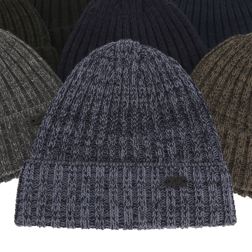Czapka zimowa męska, szara, wełniana merino, Timon