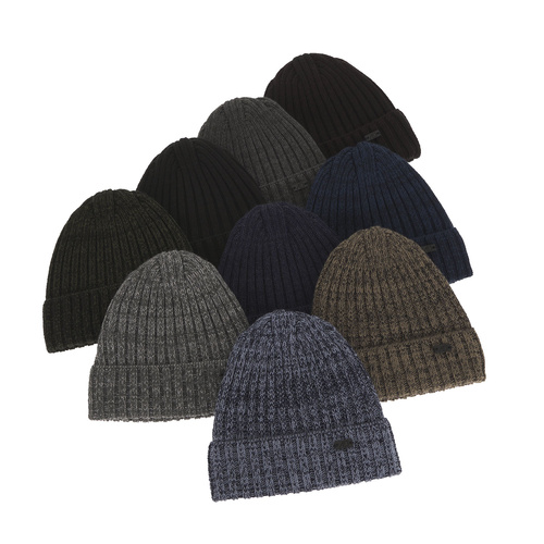 Czapka zimowa męska, szara, wełniana merino, Timon