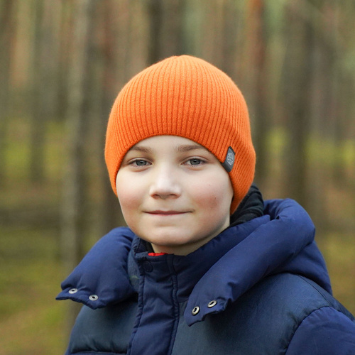 Czapka zimowa dla chłopca, pomarańczowa Imbir