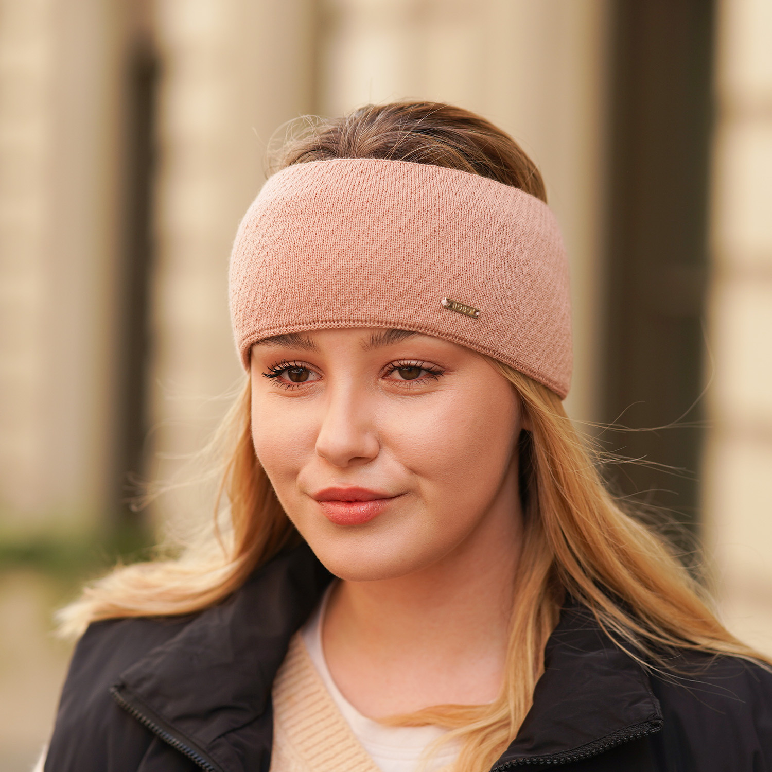 Opaska zimowa damska, camel, z wełną merino Katrina