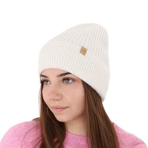 Czapka zimowa damska, biała, 100% wełniana merino Isla