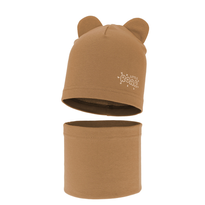 Czapka i komin dla chłopca jesienny, wiosenny komplet, camel Cymes
