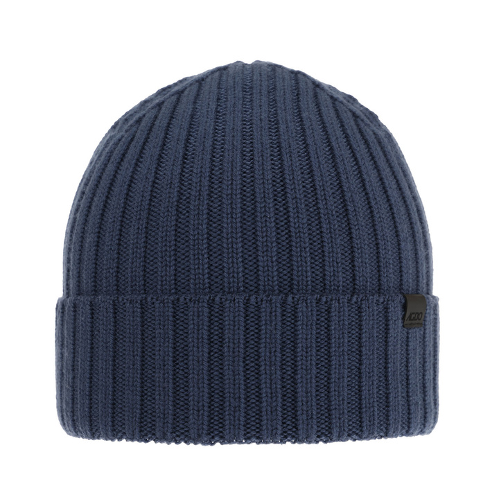 Czapka zimowa męska, niebieska, 100% wełniana merino Nathan