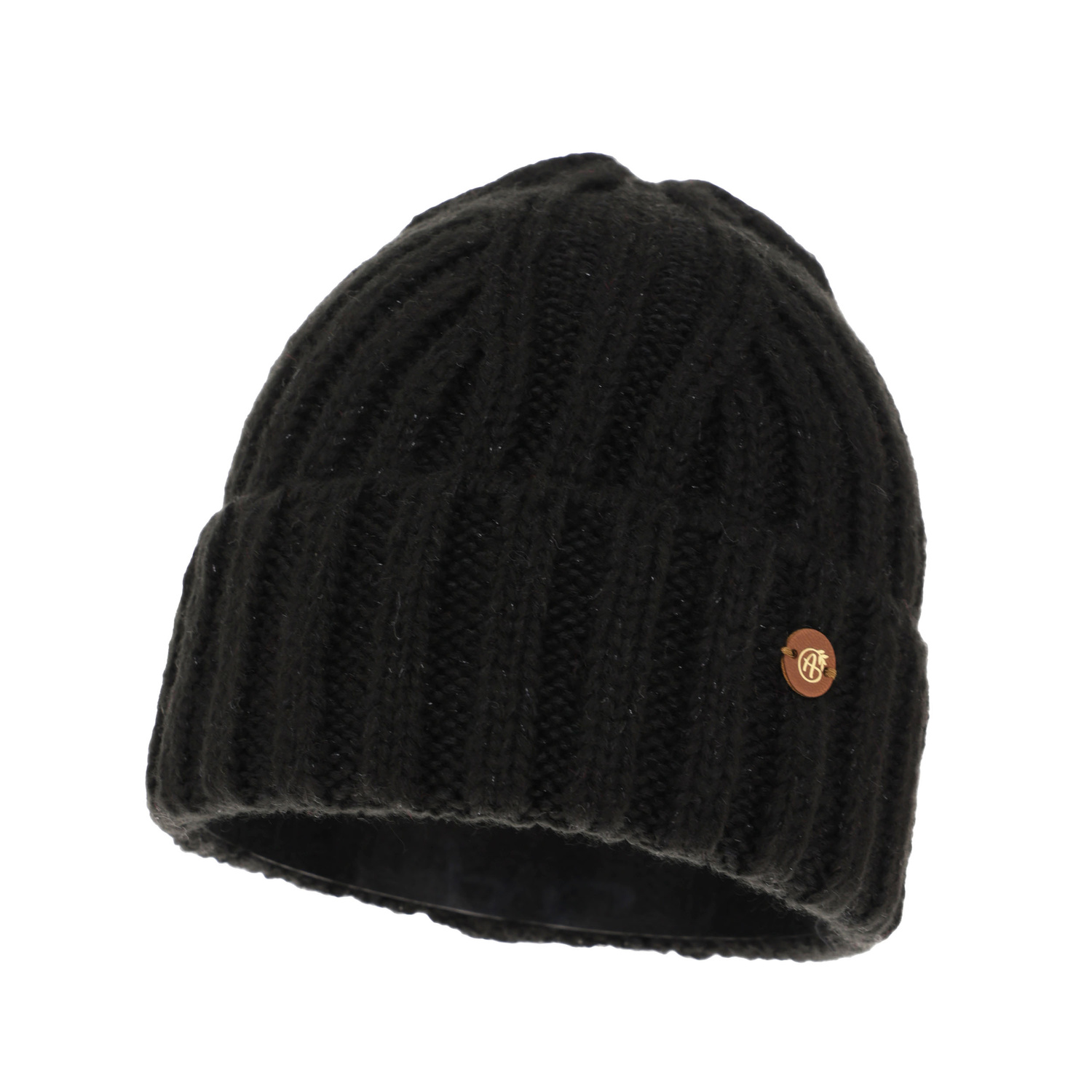 Czapka zimowa damska, czarna, z wełną merino, Pamira