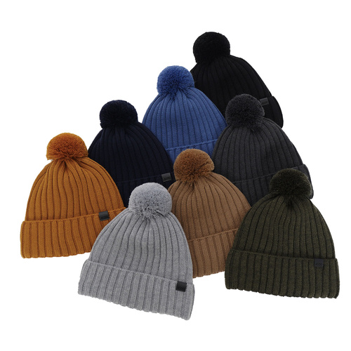 Czapka zimowa męska, khaki, z wełną merino Korynt