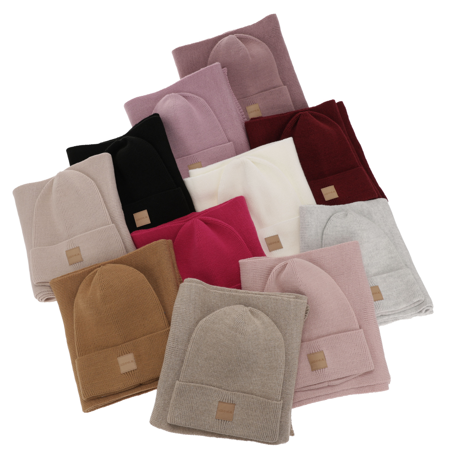 Czapka i szalik damski zimowy komplet, kremowy Nathalie