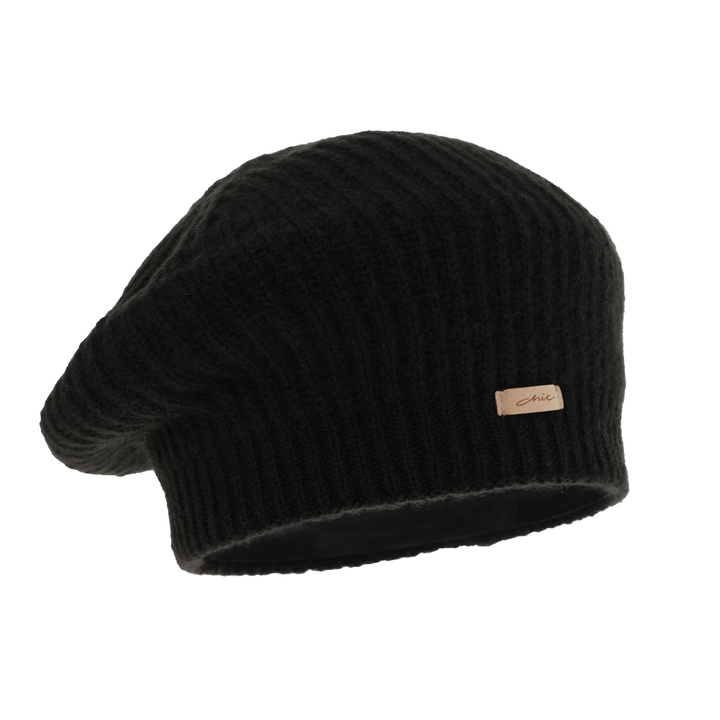 Beret damski zimowy, czarny, Grace