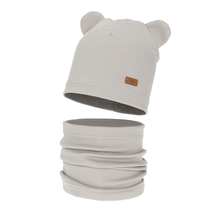 Komplet jesienny, wiosenny dla dziewczynki: czapka i komin, bawełniany, beżowy Georgea