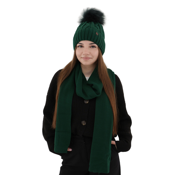 Szalik zimowy damski, zielony, Agora