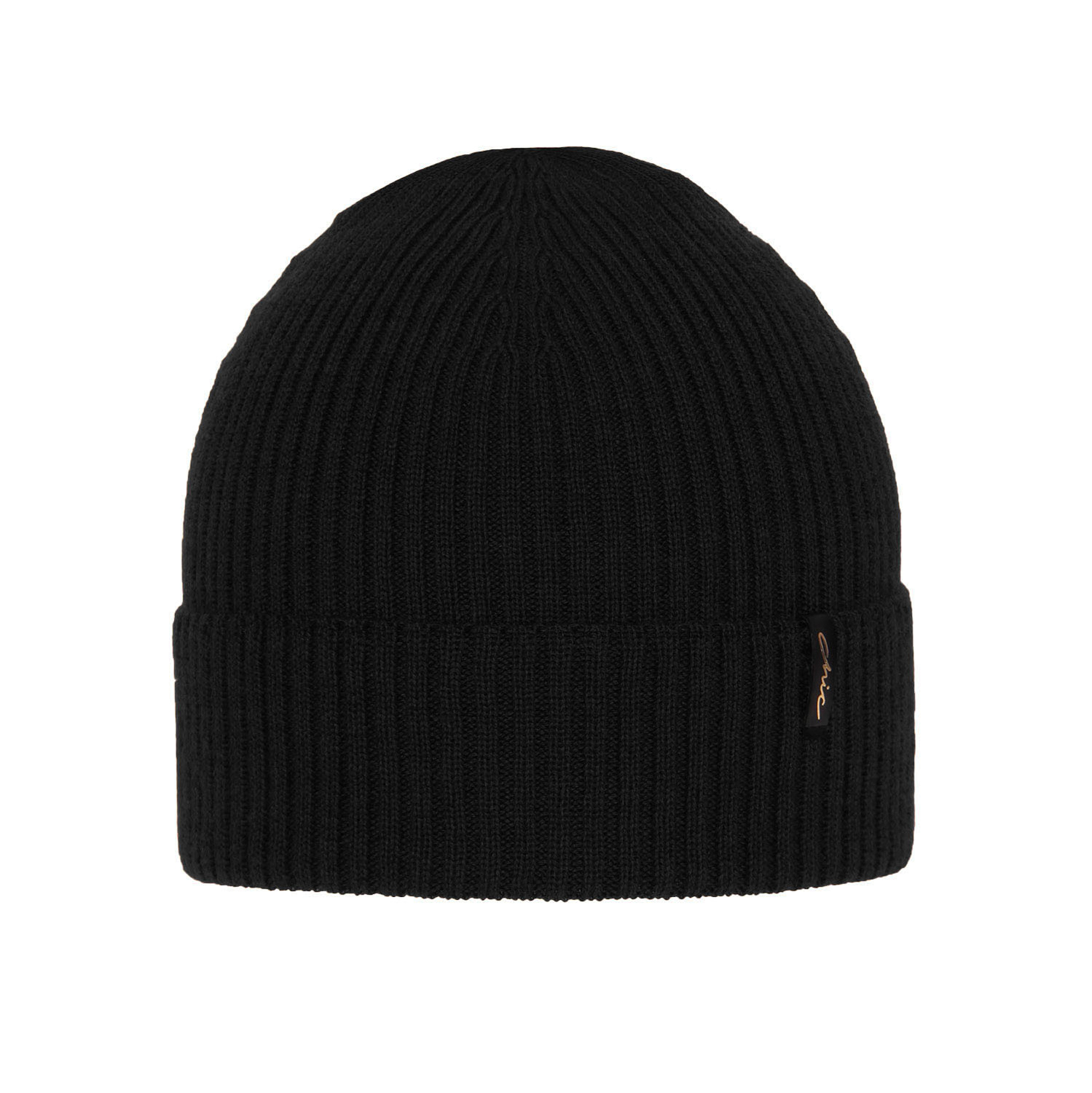 Czapka zimowa damska, czarna, 100% wełniana merino, Megan