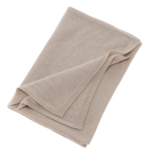 Szalik zimowy damski, jasnobeżowy, wełna merino z kaszmirem, Irenia